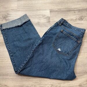 Abercrombie & Fitch The Loose High Rise Jeans Distressed Cuffed Women Size 33